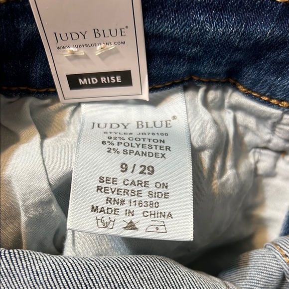 Judy Blue Medium Blue Distressed Ankle Jeans - Picture 10 of 11